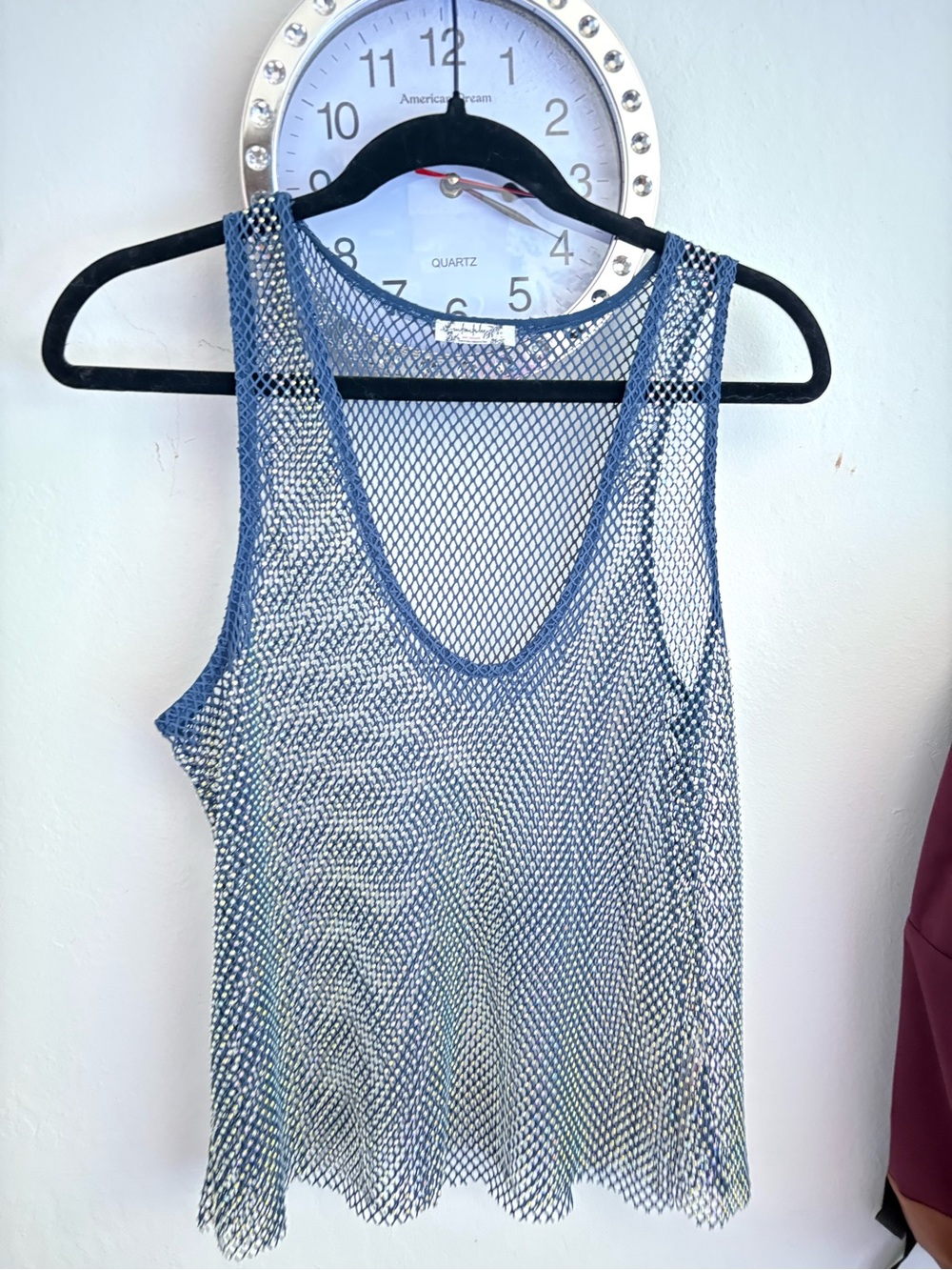 Free People Blue Mesh Tank Top XL